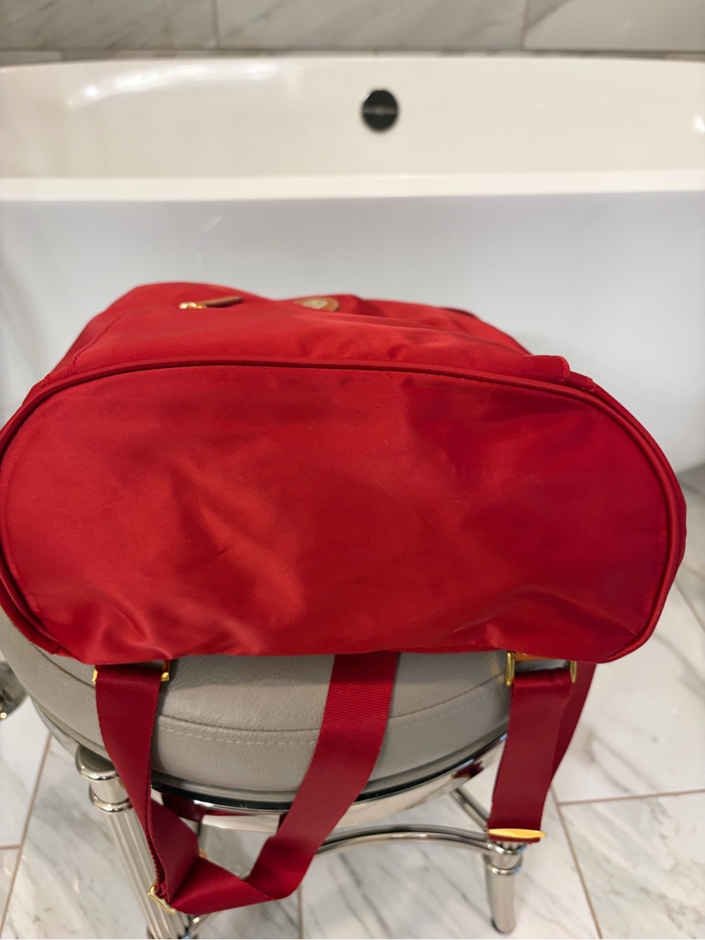 Bric's Large Red Nylon Drawstring Backpack - Picture 5 of 7